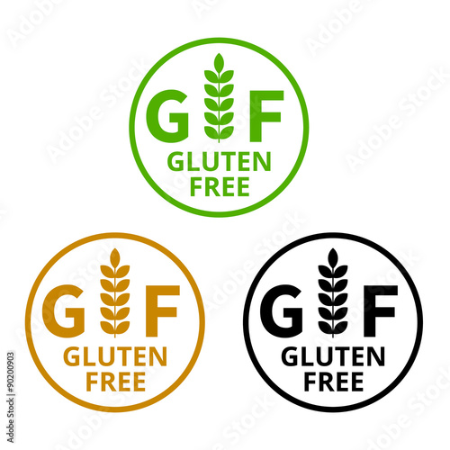 No gluten / gluten free food label or sticker flat icon