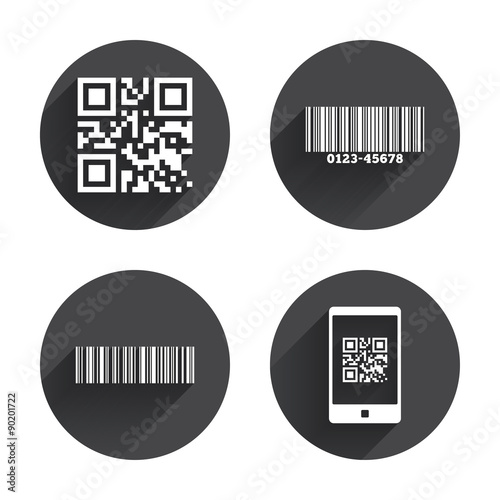 Bar and Qr code icons. Scan barcode symbol.
