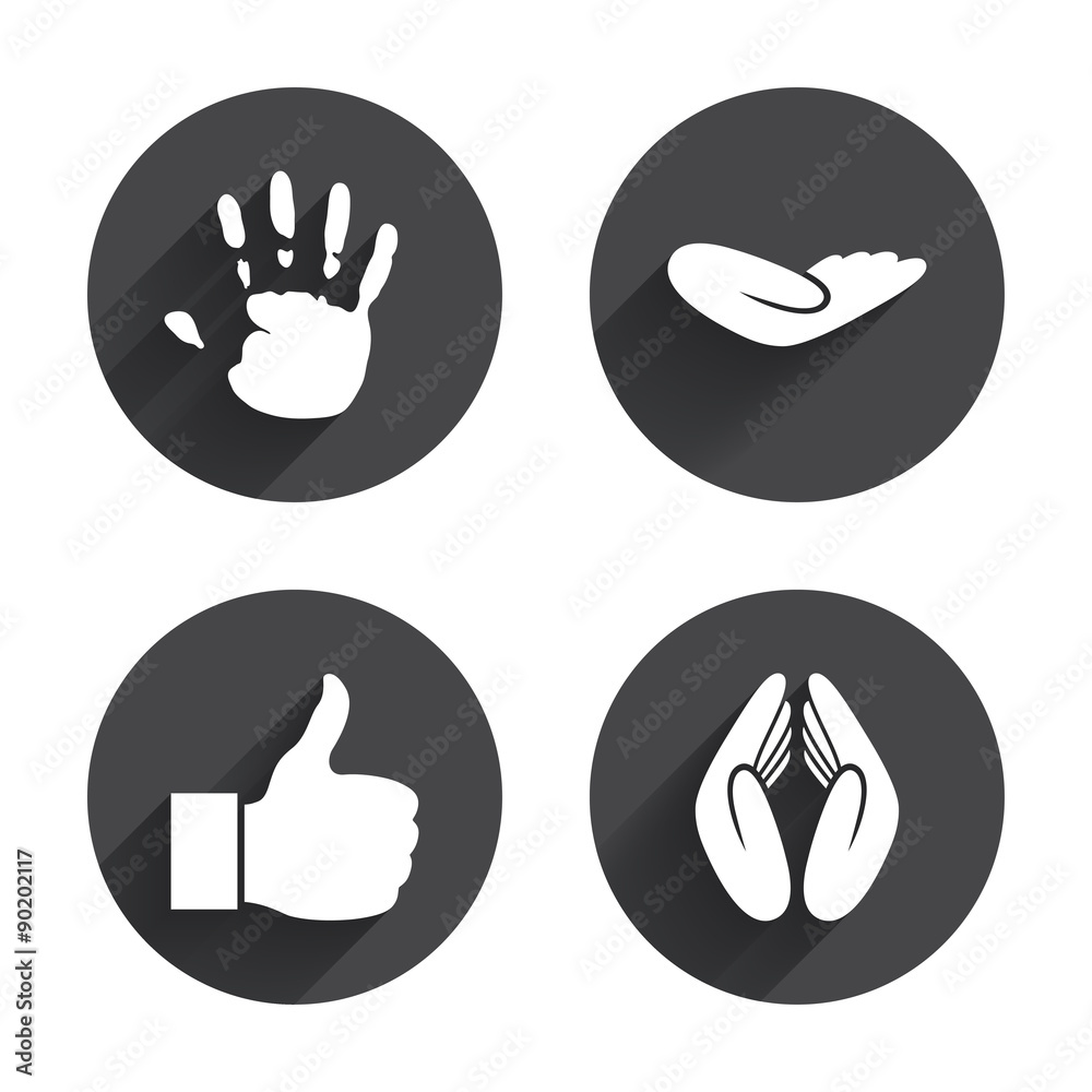 Fototapeta premium Hand icons. Like thumb up and insurance symbols.