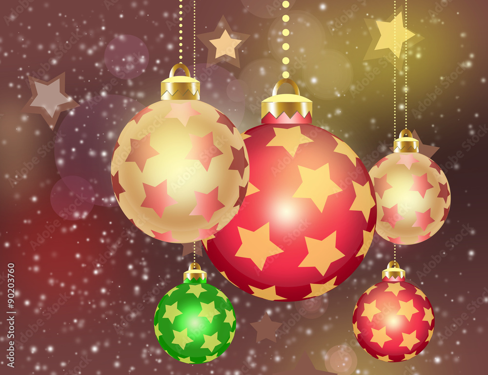 Christmas theme with gold orange glass balls Christmas theme with gold orange glass balls