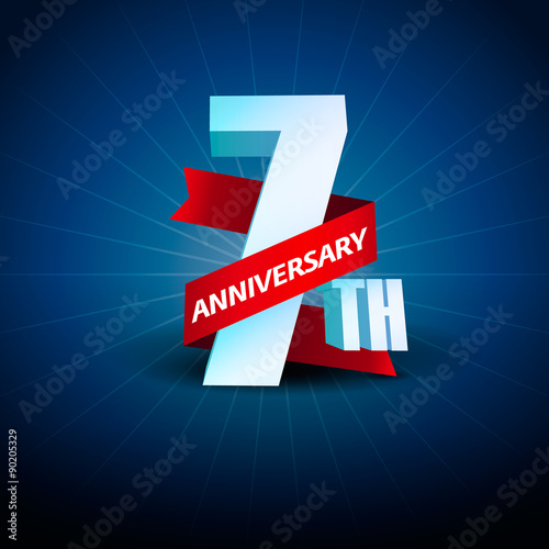 Photos 7th Anniversary 3D on blue background