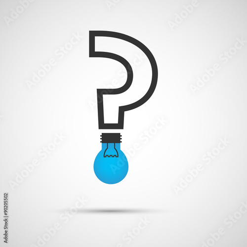Flat vector question mark with a light bulb