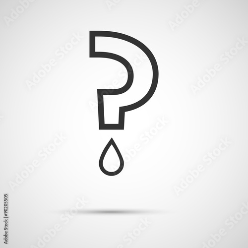 Flat vector question mark with a drop