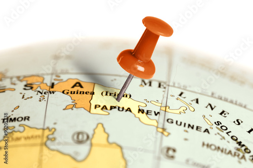 Obraz na plátně Location Papua New Guinea. Red pin on the map.