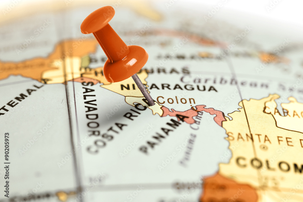 Location Costa Rica. Red pin on the map. Location Costa Rica. Red pin on the map.