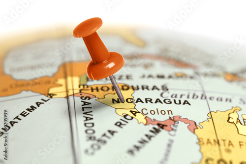 Murais de parede Location Nicaragua. Red pin on the map.