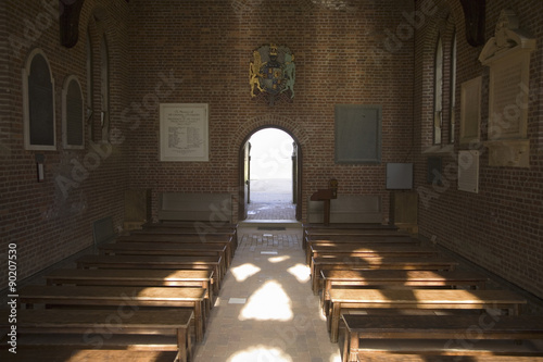 Interior view of Jamestown Memorial Church which was constructed in 1906 by the National Society  on the site of the first English Church in America  Jamestown  Virginia