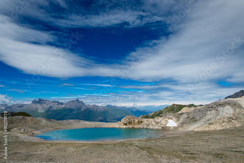 Blue lake of high mountains