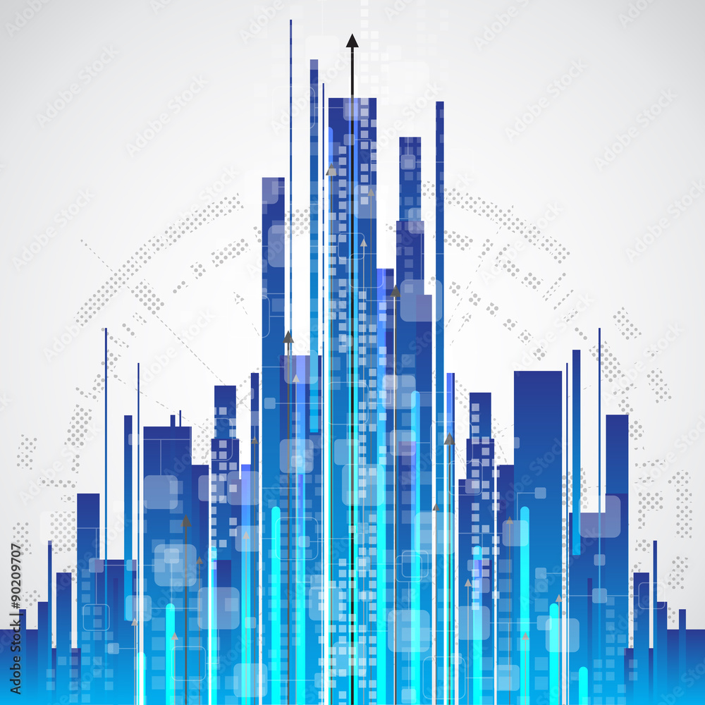 Abstract city communication technology background, vector