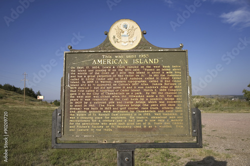 State sign for American Island, a place on the Missouri River where Lewis and Clark camped, Chamberlain, South Dakota