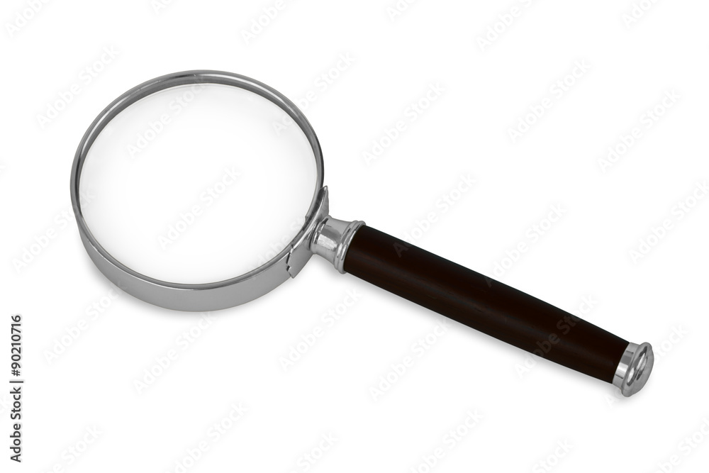 Closeup Image of Silver Magnifying Glass Closeup Image of Silver Magnifying Glass