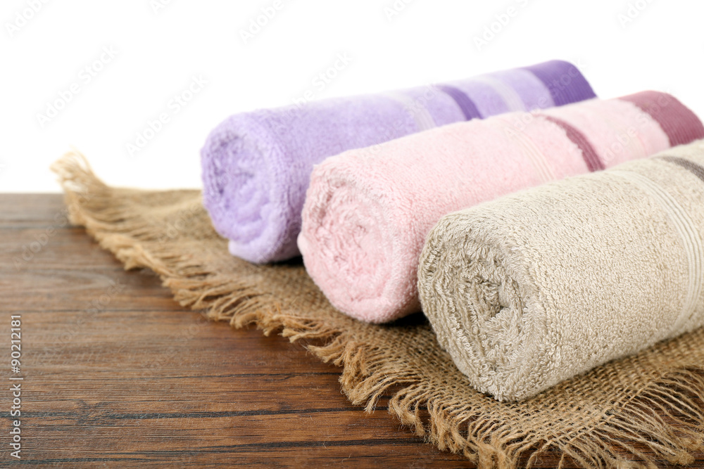 Soft towels on light background Soft towels on light background