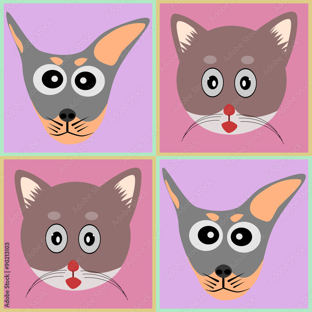 Dog and Cat background cartoon vector