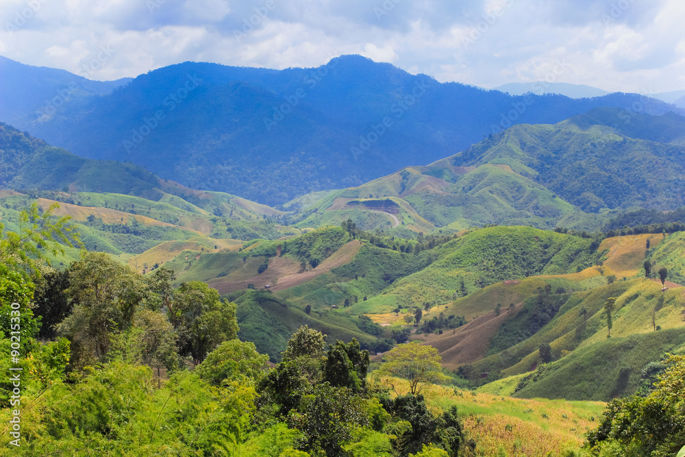 Landscape of mountains in Nan province, the Northern of Thailand