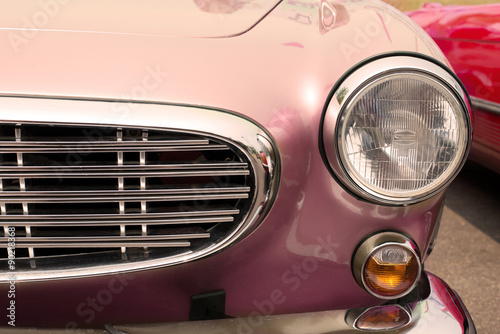 Retro of the headlight lamp vintage classic car