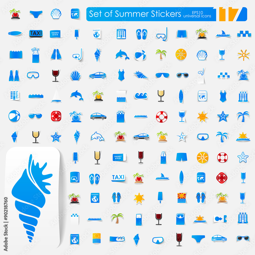 Fototapeta premium Set of summer stickers
