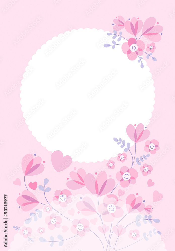 ピンクの花　ポストカード