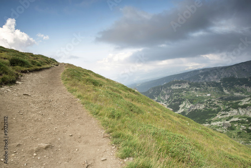 High mountain landscape. Dramatic sky