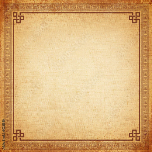 Vintage background, chinese frame old canvas texture