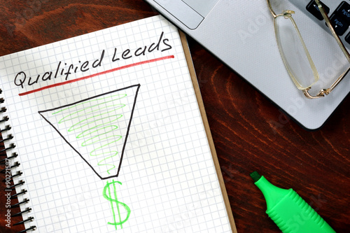 Qualified Leads  written on notebook with charts. photo