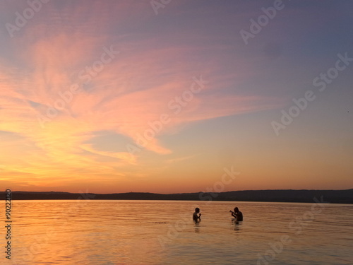 Sunset lake background summer © Budairomi