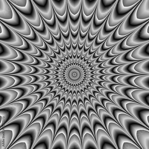 Hypnotic black and white abstract rotating motion illustration