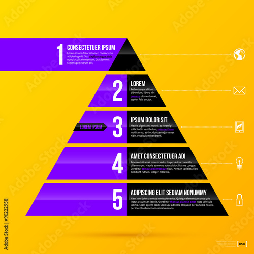 Pyramid chart template on bright yellow background in modern corporate style. EPS10