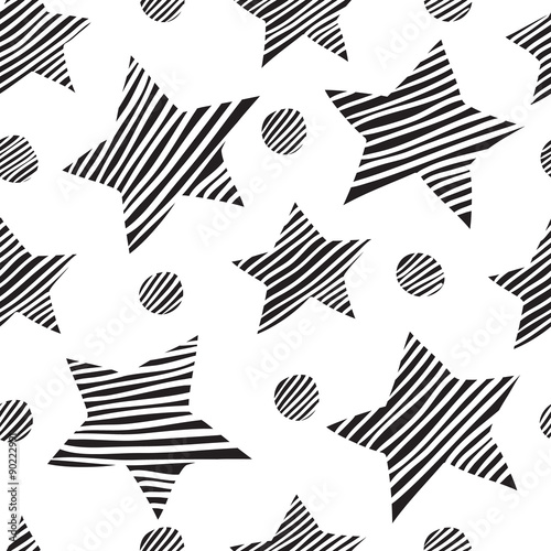 seamless pattern from sketch star. Vector illustration