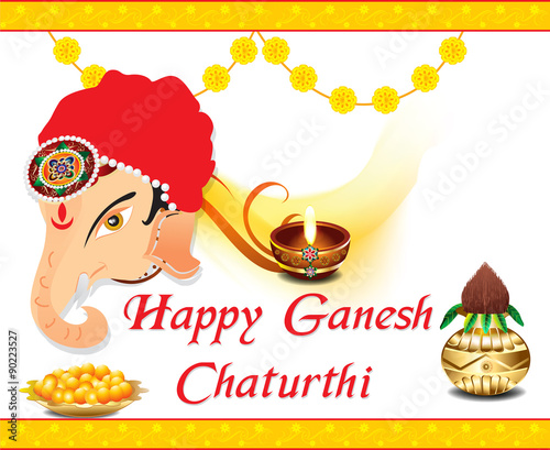 happy Ganesha chatrurthi celebration background with lord Ganesha photo