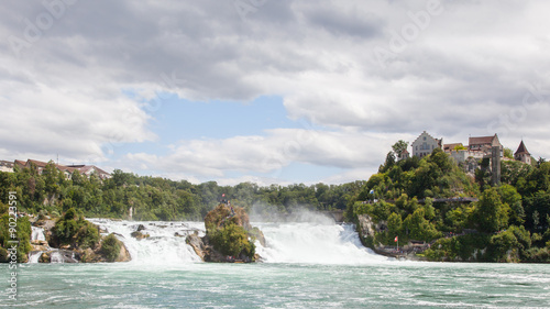 RHEINFALLS, SWITZERLAND - JULY 25, 2015: View to the biggest wat