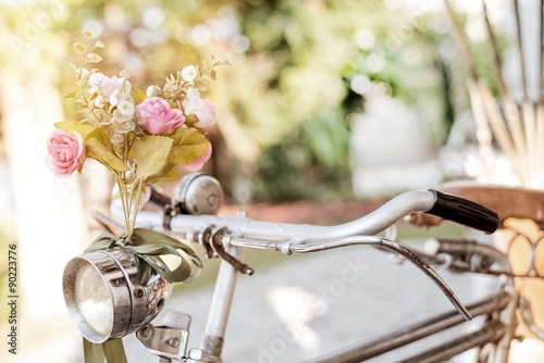 Old bicycle and flowers, vintage and retro style
