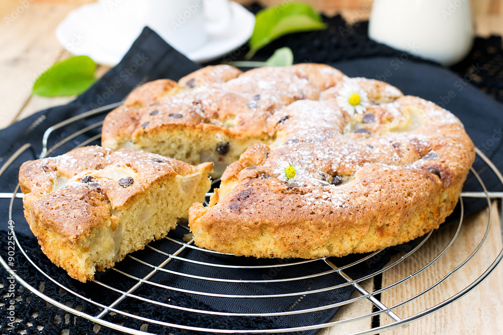 Cake with pears and chocolate chips Cake with pears and chocolate chips