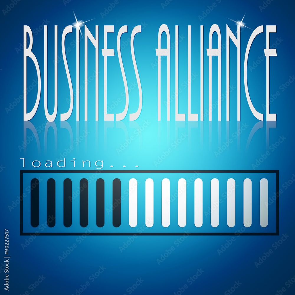 Blue loading bar with business alliance word Blue loading bar with business alliance word