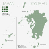Kyushu, Japan #Halftone Dotted Map ( Vector Illustration )