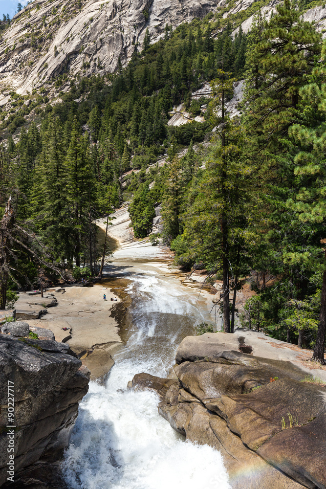 View of Yosemite National Park from Mist Trail and John Muir Trail, California, USA.