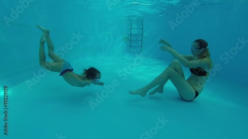 Swimming under the water.