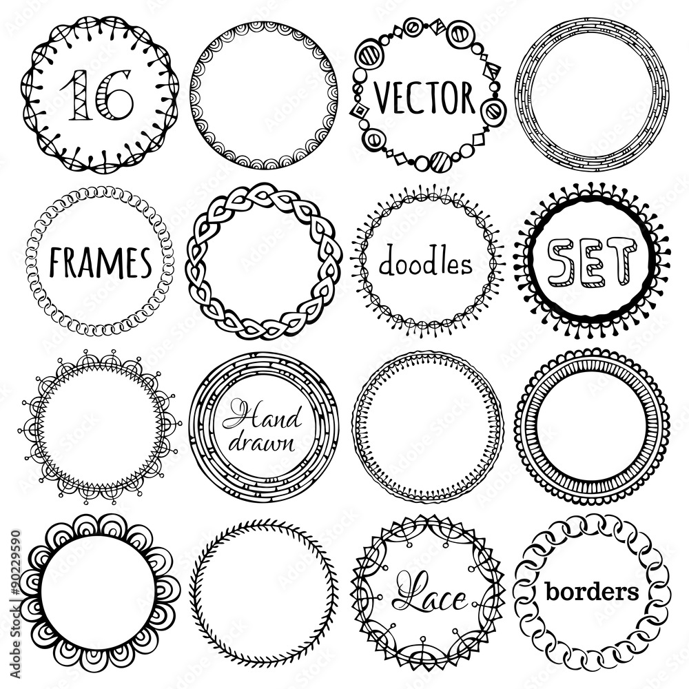 Vector set of hand-drawn ethnic frames. Vector set of hand-drawn ethnic frames.