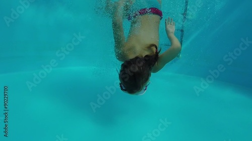 Swimming under the water.