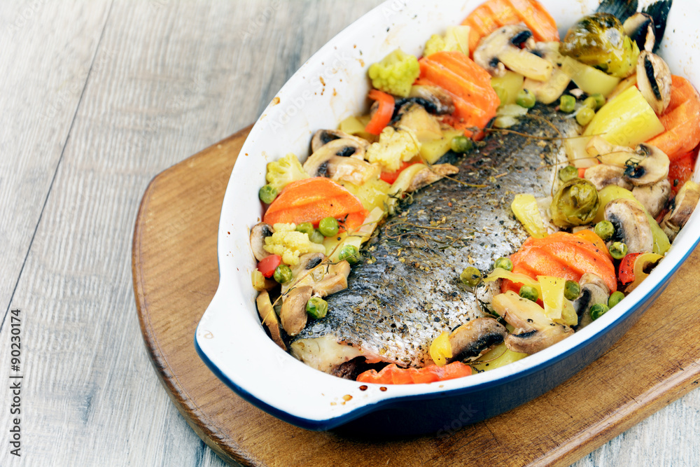 Baked seabass fish Baked seabass fish