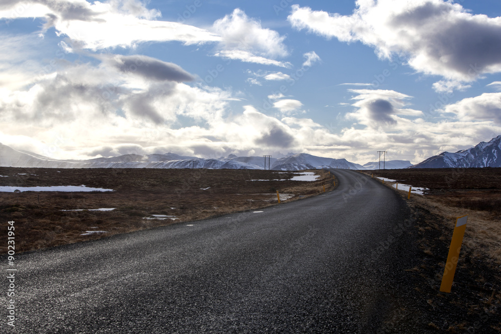 Ring road in Iceland in spring