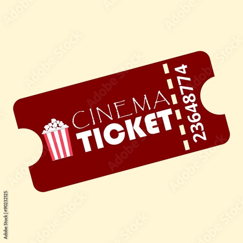 Cinema design ticket with popcorn