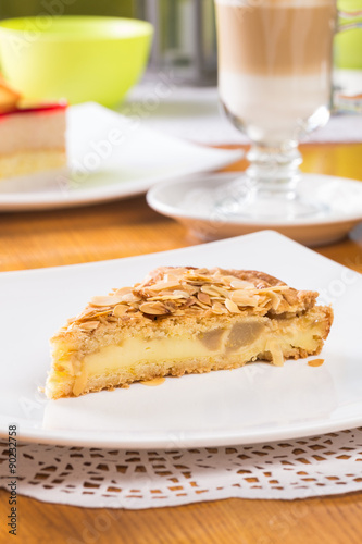 Slice of apple pie with almond