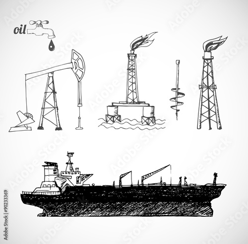 Sketches of oil objects photo