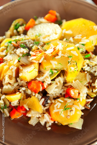 Potatoes with rice and vegetables
