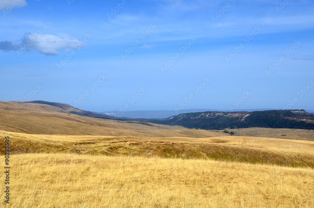 Wonderful autumn landscape at the Lagonacky plateau in the Caucasian Biosphere Reserve, Adygeya, Russia.