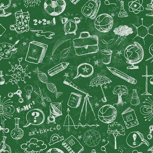 Back to school - seamless background on blackboard