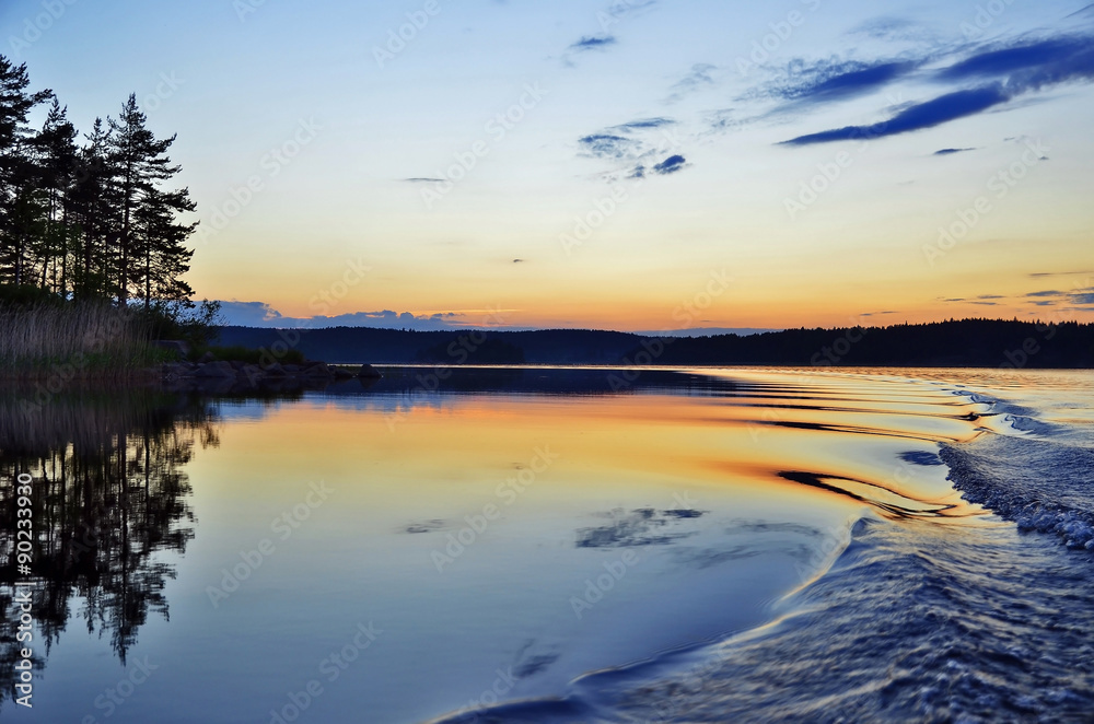 sunset on the lake