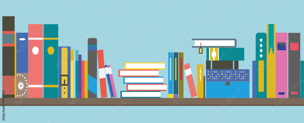Obraz premium books on a shelf - flat design banner