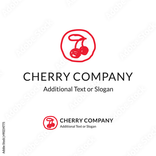 Beautiful Modern Logo with Two Red Cherries