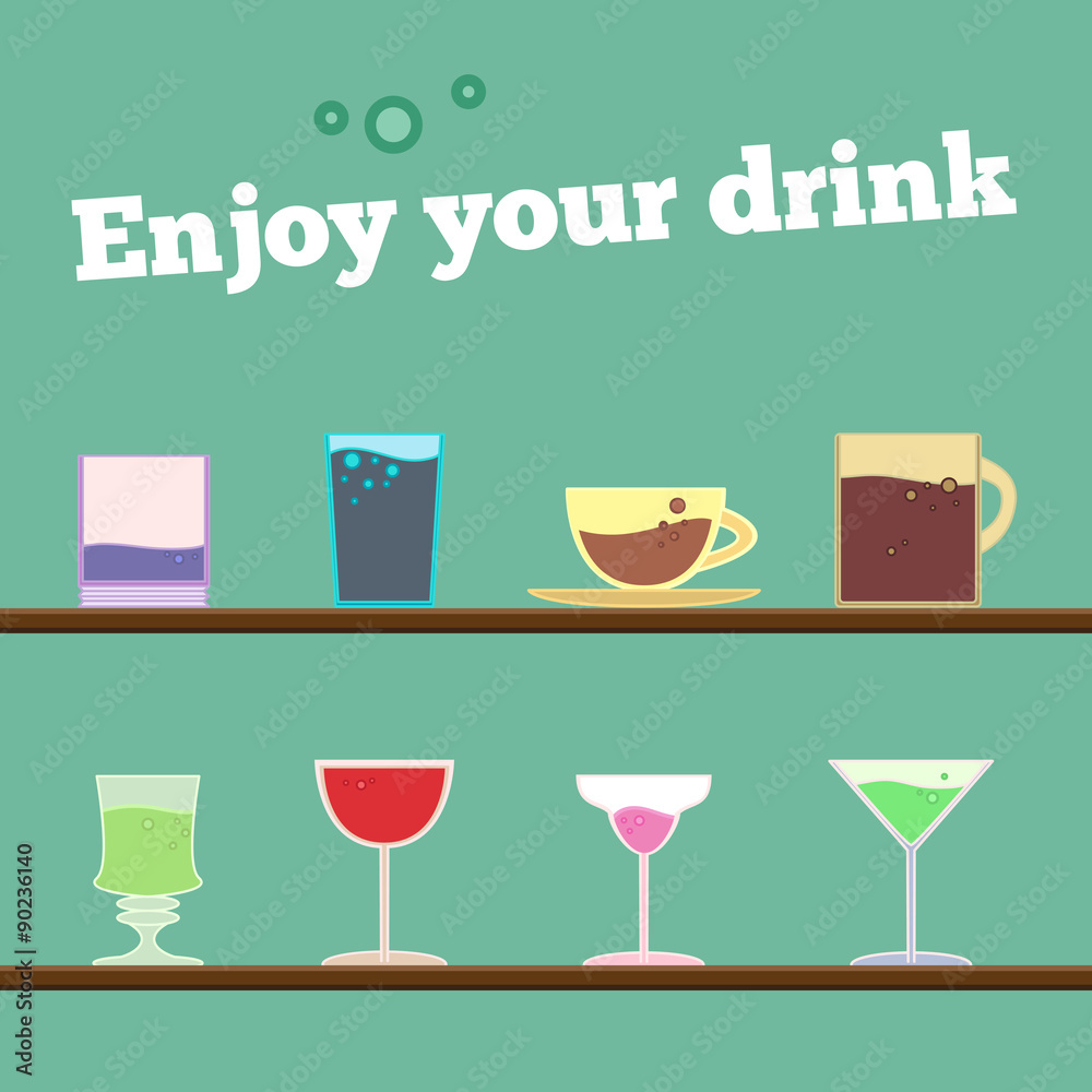 Vector poster, banner with goblet of martini and olives Vector poster, banner with goblet of martini and olives